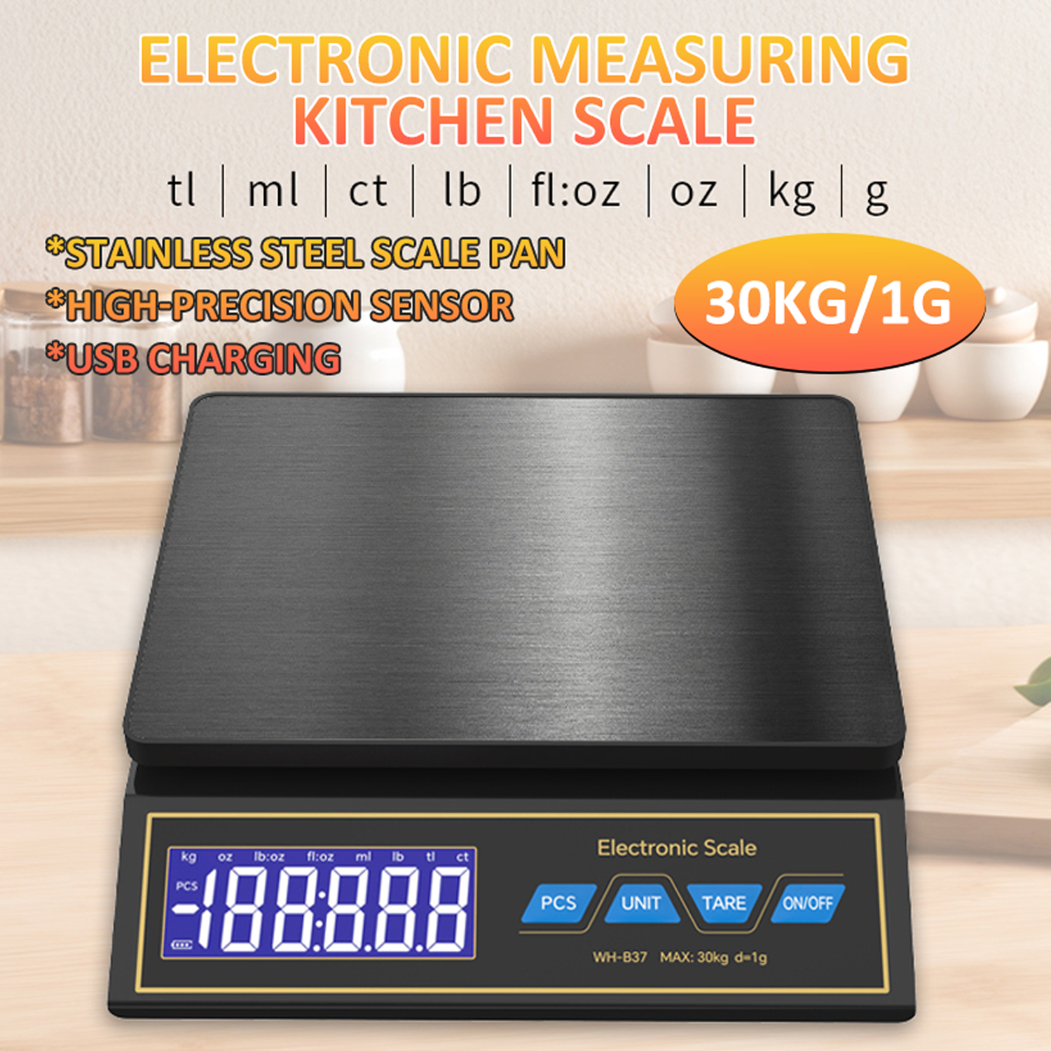 Smart Home Utensils - 30kg/1g Digital Kitchen Scale Household Electronic