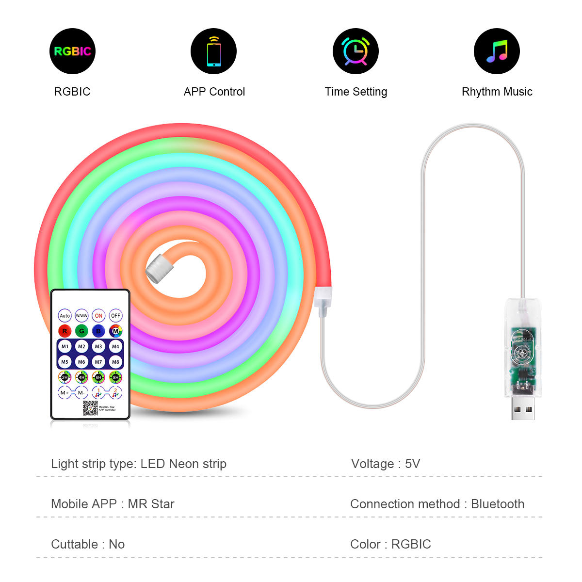 5V USB RGBIC Neon LED Strip 1M – обзор и цена Smart Home Poster