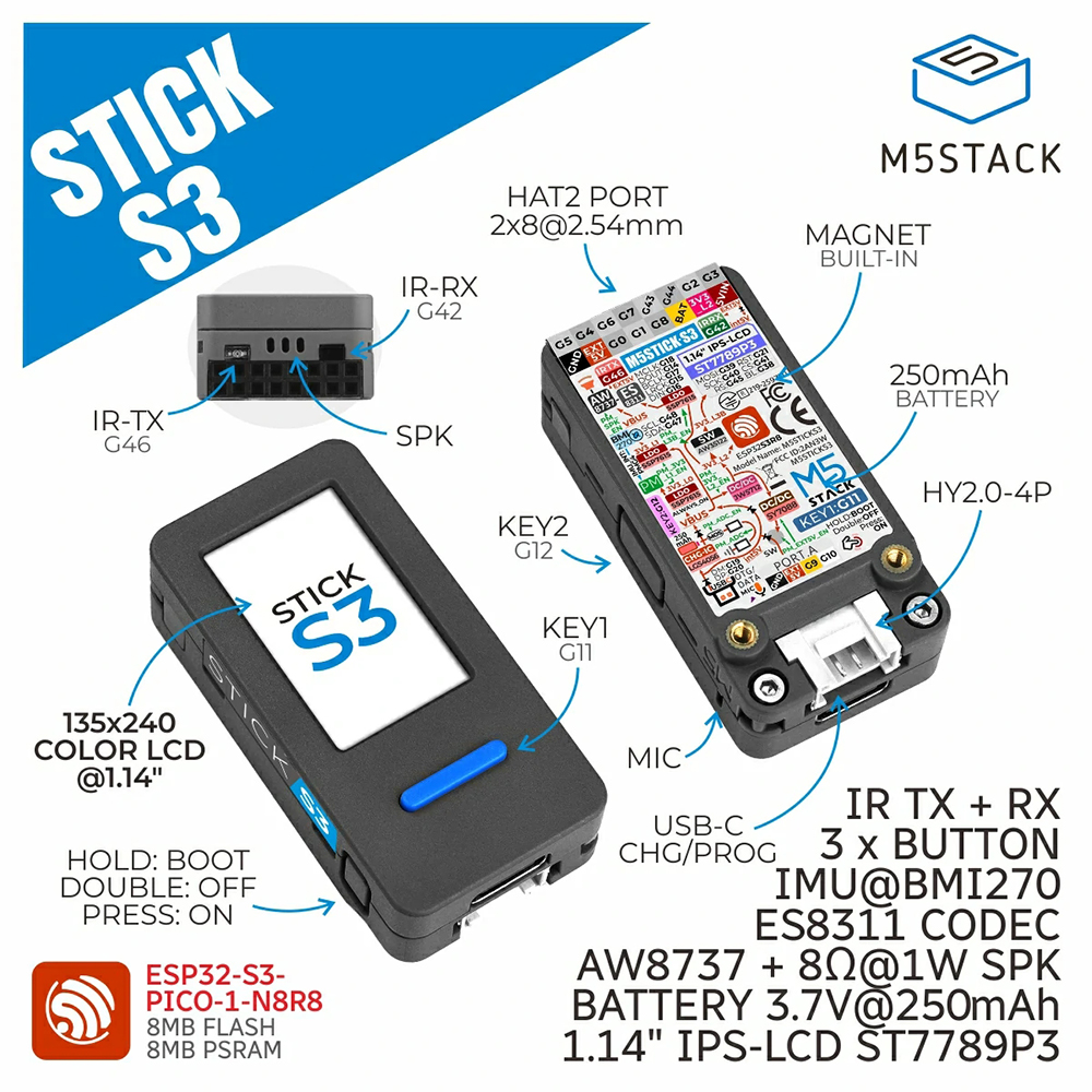 M5Stack M5StickS3 ESP32-S3 IoT – обзор и цена Smart Home Esp32