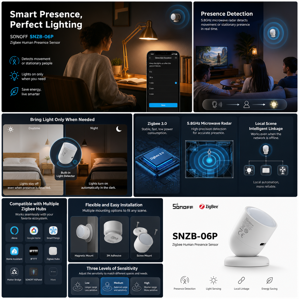SONOFF SNZB-06P Zigbee Human P – обзор и цена Smart Home Retrofit