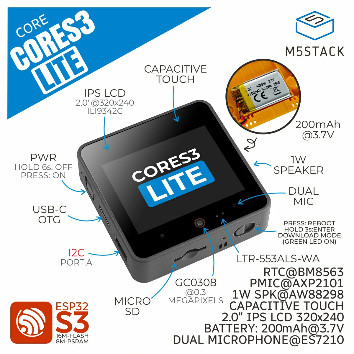 M5Stack CoreS3 Lite Programmab – обзор и цена Smart Home Esp32