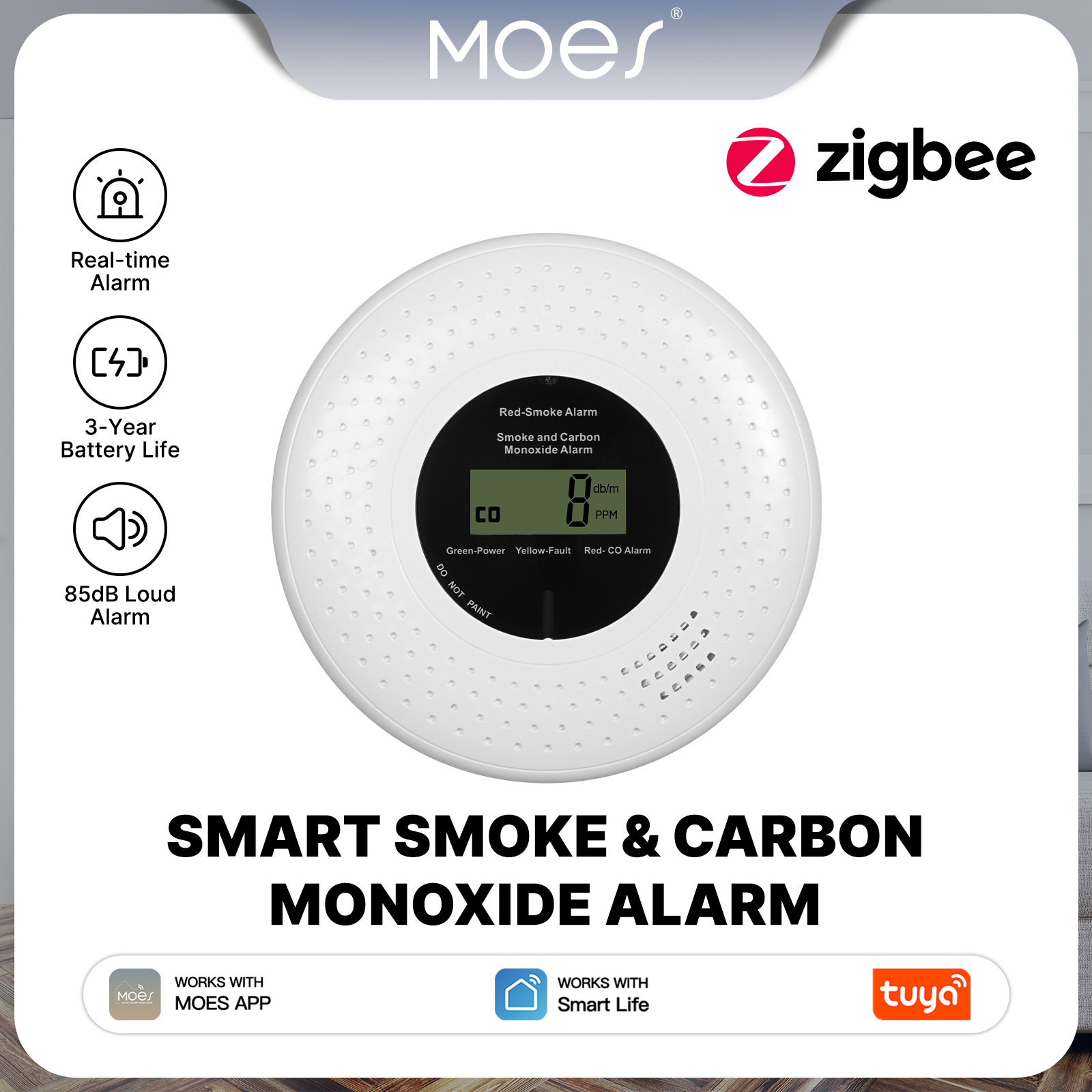 MOES Tuya Zigbee Smart Smoke C – обзор и цена Smart Smoke Detector
